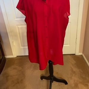 Collared button down short sleeve blouse